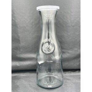 Full Litre Glass Juice‎ Water Carafe Decanter Pitcher w/ Lid 11" USA Vintage